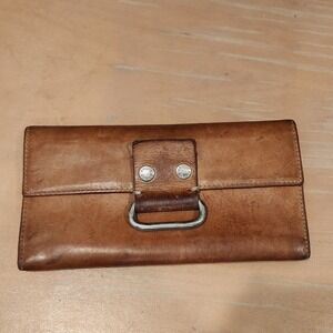 Vintage PRÜNE Argentina Brown Leather Wallet D-Ring Fold Clutch ‎ argentina